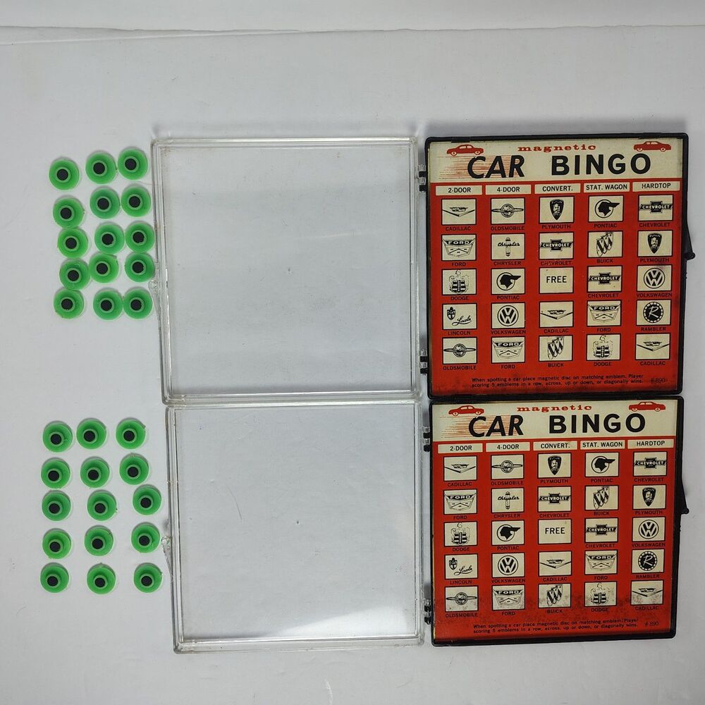 Vintage Cathay Magnetic Car Bingo Complete Set Of 2 Retro Travel Toy